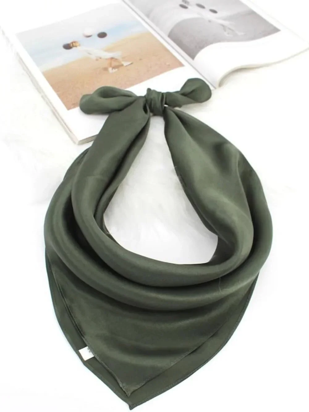 100% Mulberry Silk Square Scarf for Hair - 25.6